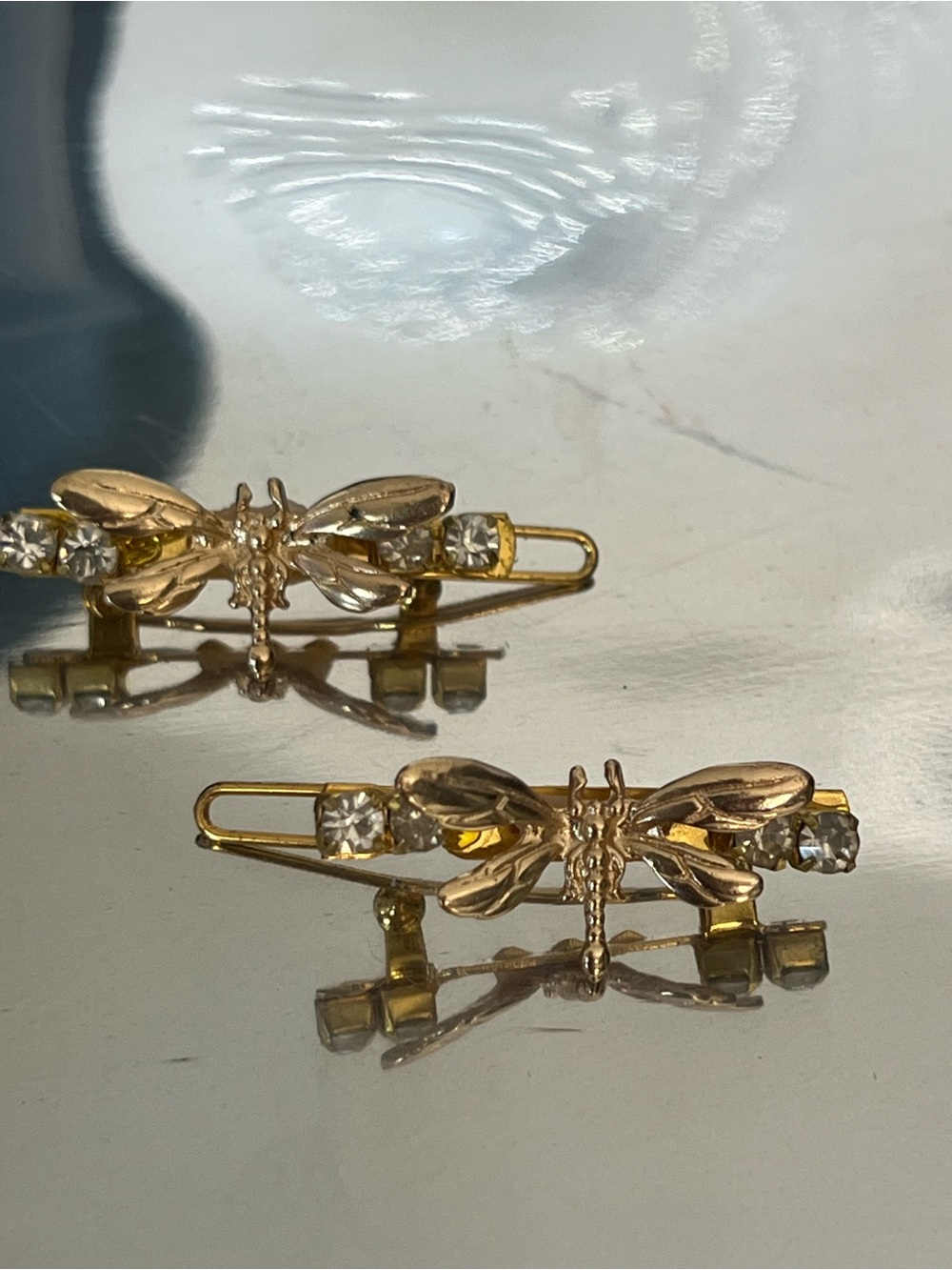Gold Dragonfly Rhinestone Hair Clips - Women Accessories